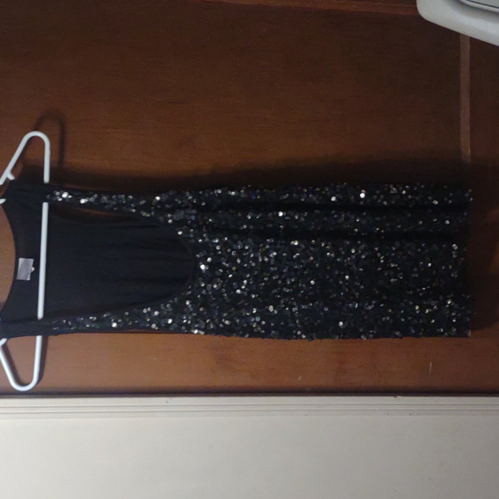 Gudi black Sequins Racerback tank top sheer mesh retro lightweight sleeveless